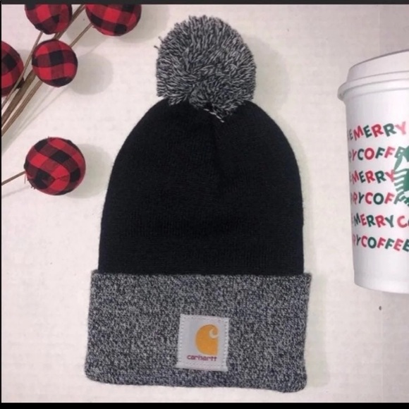 Carhartt Accessories - 🆕✨Carhartt Lookout Black and White Pom Beanie✨NWT